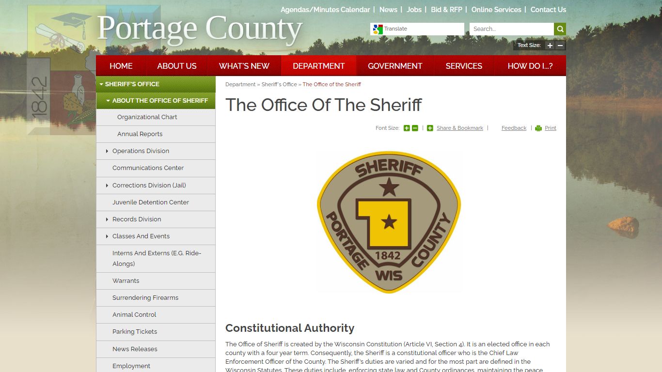 The Office of the Sheriff | Portage County, WI